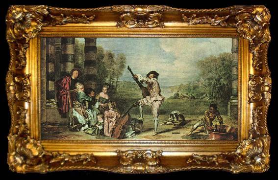 framed  Jean-Antoine Watteau The Music Party, ta009-2